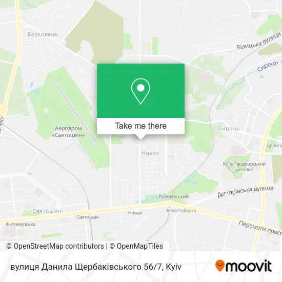 Карта вулиця Данила Щербаківського 56 / 7