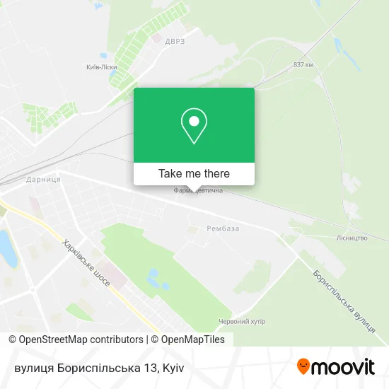 Карта вулиця Бориспільська 13
