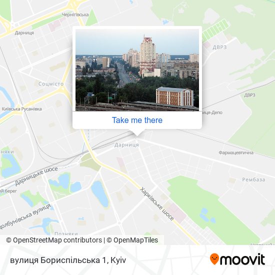 Карта вулиця Бориспільська 1
