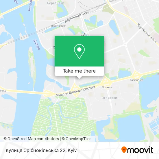 вулиця Срібнокільська 22 map