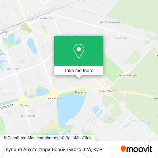 Карта вулиця Архітектора Вербицького 32А