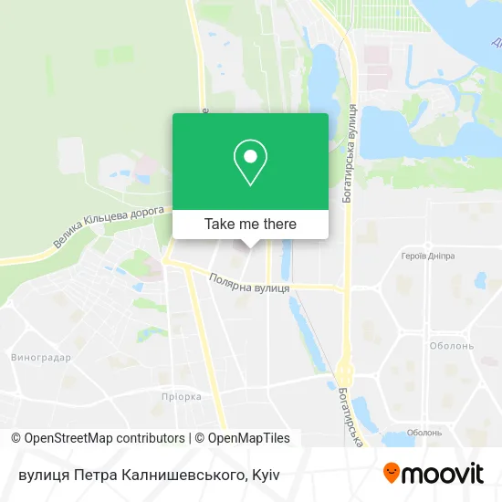 Карта вулиця Петра Калнишевського