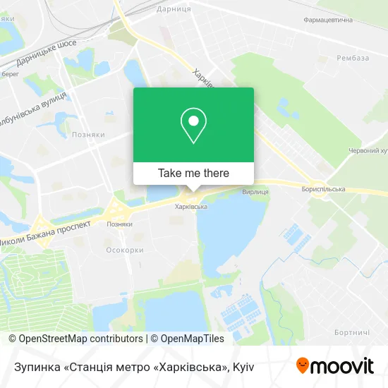 Карта Зупинка «Станція метро «Харківська»