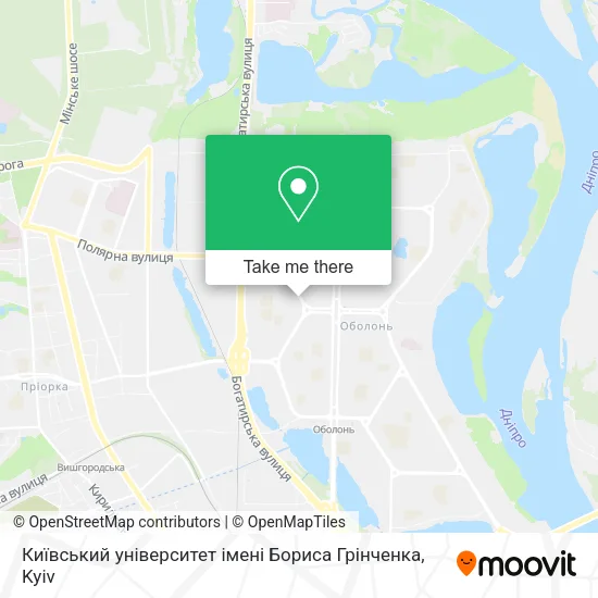 Карта Київський університет імені Бориса Грінченка