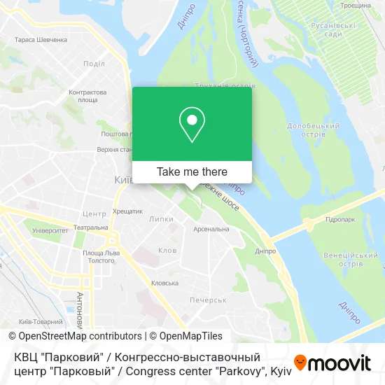 Карта КВЦ "Парковий" / Конгрессно-выставочный центр "Парковый" / Congress center "Parkovy"