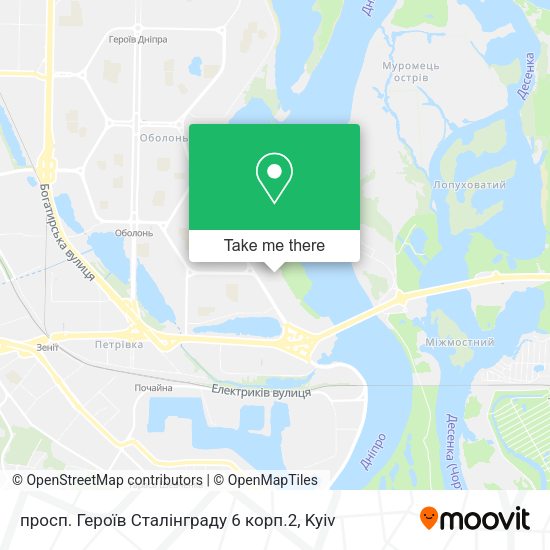 Карта просп. Героїв Сталінграду 6 корп.2
