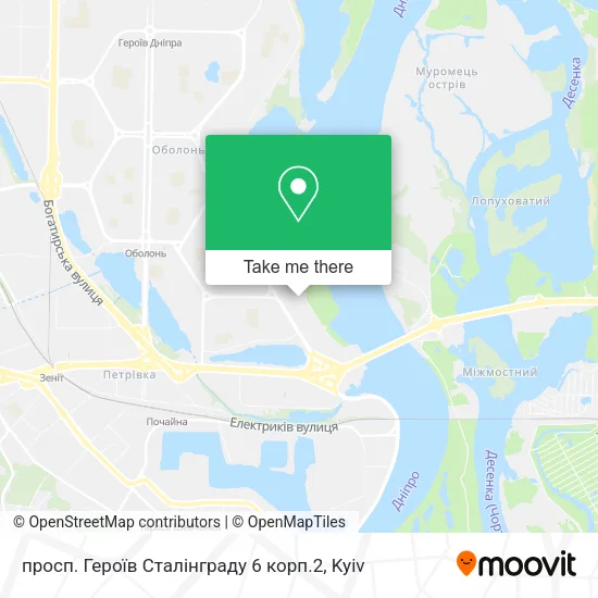 Карта просп. Героїв Сталінграду 6 корп.2