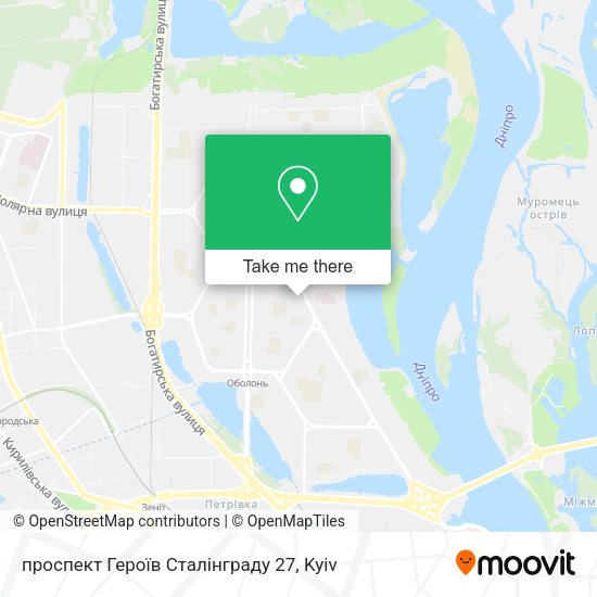 Карта проспект Героїв Сталінграду 27