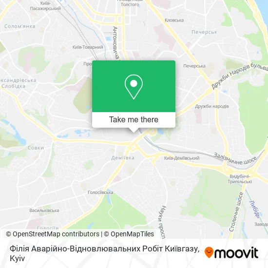 Карта Філія Аварійно-Відновлювальних Робіт Київгазу
