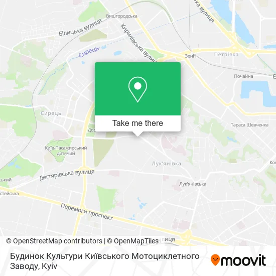 Карта Будинок Культури Київського Мотоциклетного Заводу