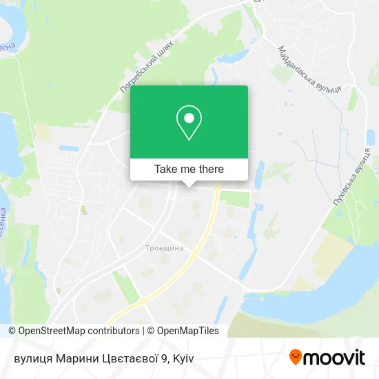 Карта вулиця Марини Цвєтаєвої 9