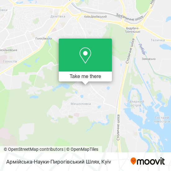 Армійська-Науки-Пирогівський Шлях map