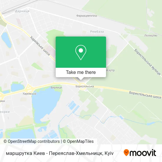 Карта маршрутка Киев - Переяслав-Хмельницк