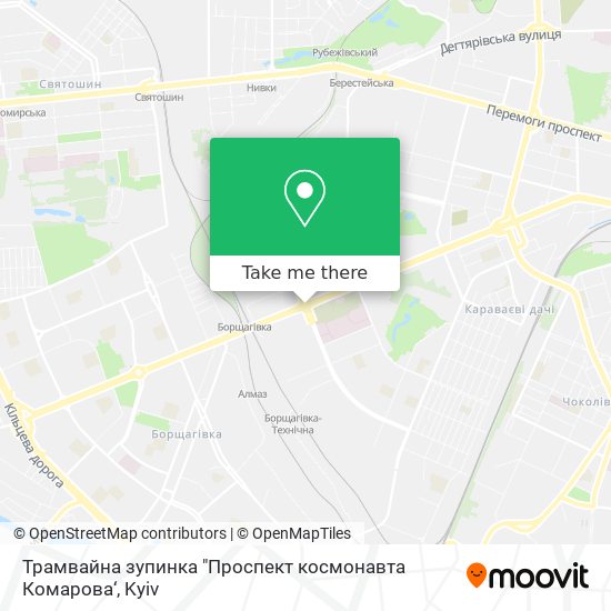 Трамвайна зупинка "Проспект космонавта Комарова‘ map