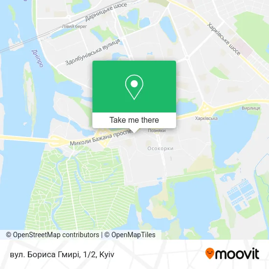 Карта вул. Бориса Гмирі, 1/2