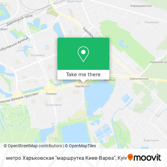 Карта метро Харьковская "маршрутка Киев-Варва"