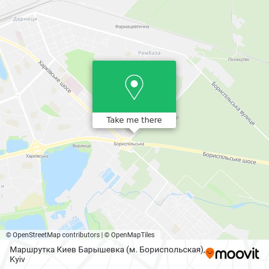 Карта Маршрутка Киев Барышевка (м.  Бориспольская)
