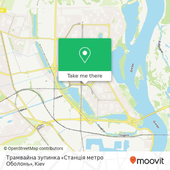 Трамвайна зупинка «Станція метро Оболонь» map