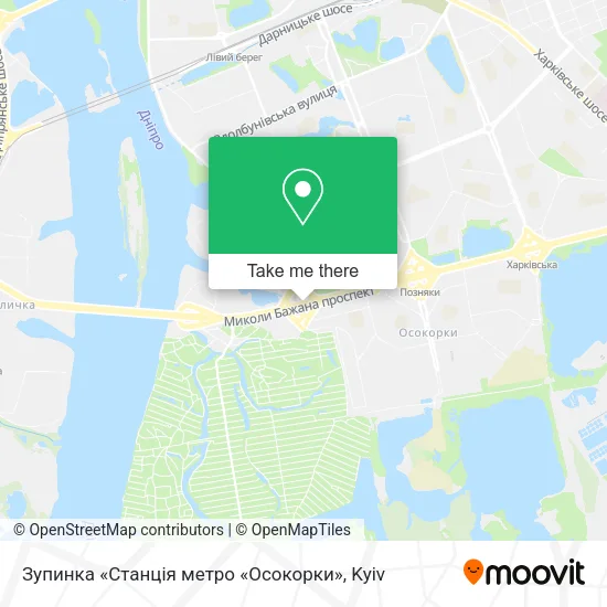 Карта Зупинка «Станція метро «Осокорки»