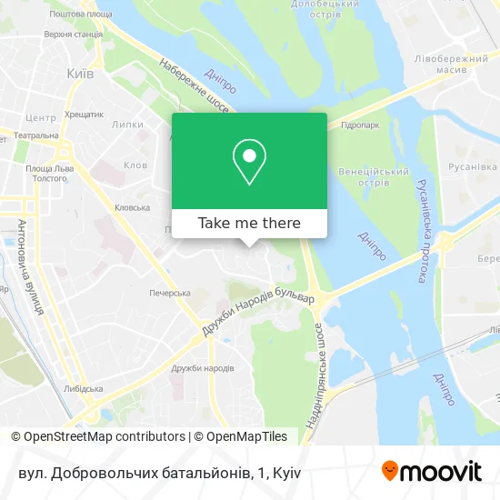 вул. Добровольчих батальйонів, 1 map