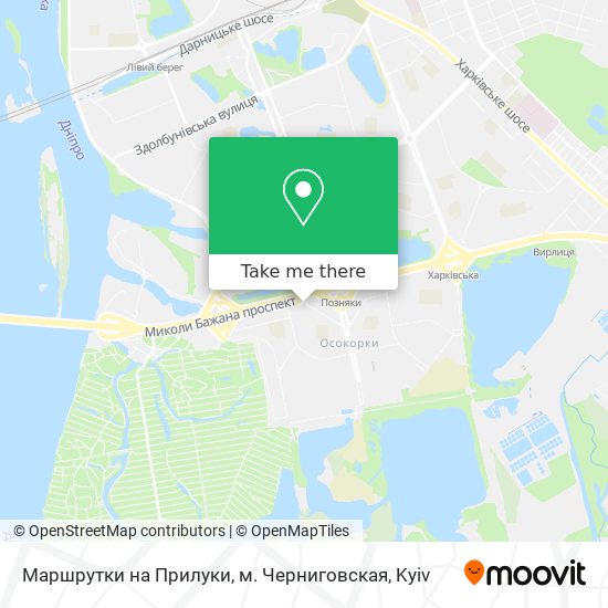 Карта Маршрутки на Прилуки, м. Черниговская