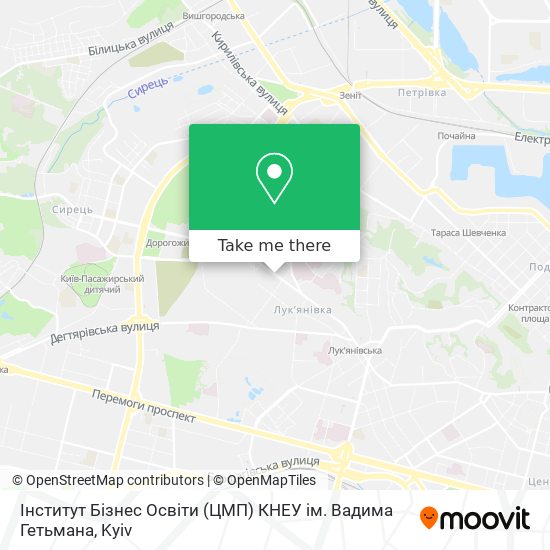 Карта Інститут Бізнес Освіти (ЦМП) КНЕУ ім. Вадима Гетьмана
