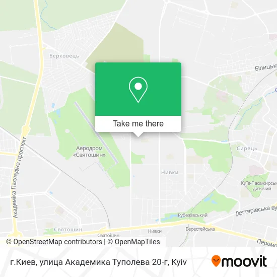 Карта г.Киев, улица Академика Туполева 20-г