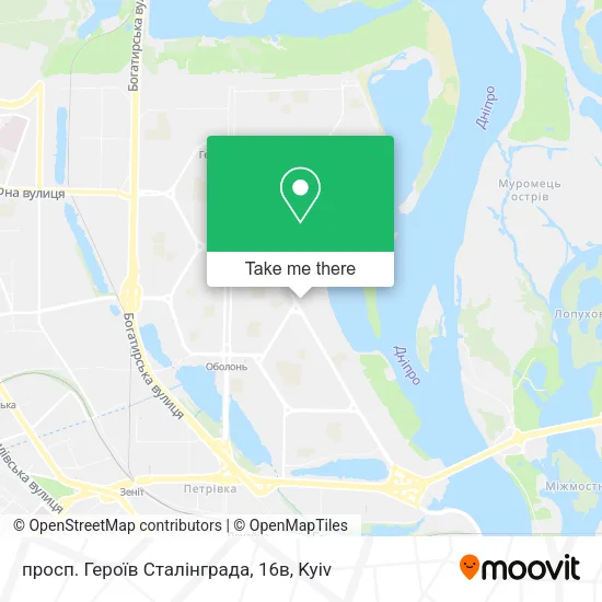 Карта просп. Героїв Сталінграда, 16в