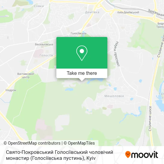 Карта Свято-Покровський Голосіївський чоловічий монастир (Голосіївська пустинь)