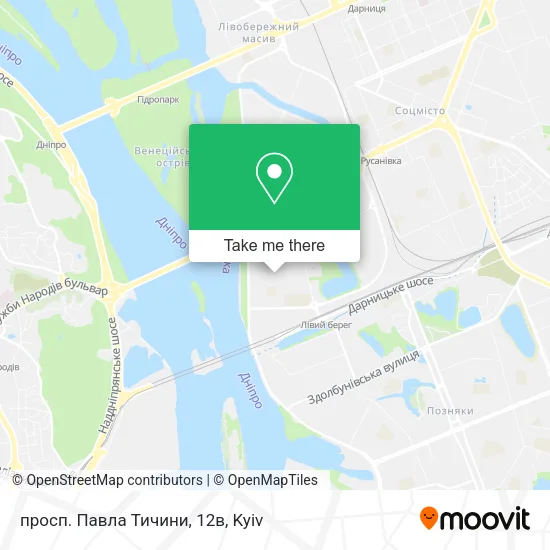 Карта просп. Павла Тичини, 12в