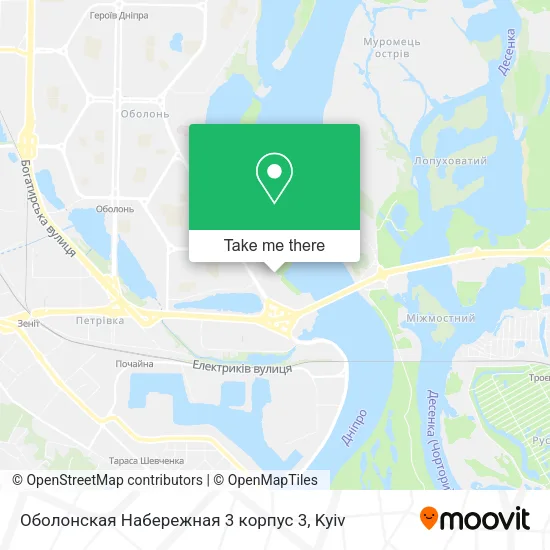Карта Оболонская Набережная 3 корпус 3