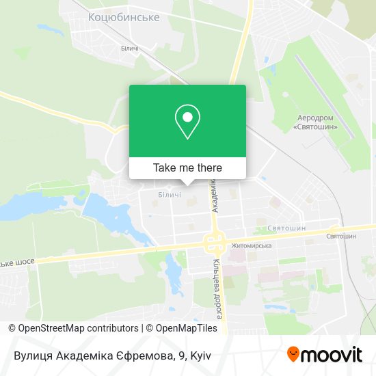 Карта Вулиця Академіка Єфремова, 9