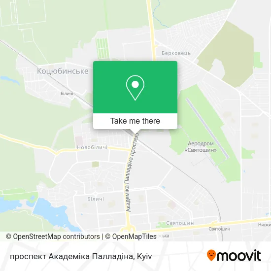 Карта проспект Академіка Палладіна
