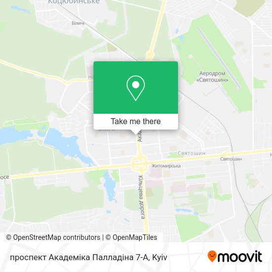Карта проспект Академіка Палладіна 7-А