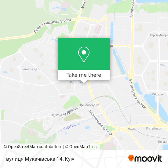 Карта вулиця Мукачівська 14