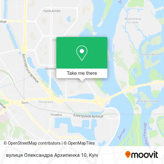 Карта вулиця Олександра Архипенка 10