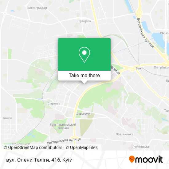 Карта вул. Олени Теліги, 41б