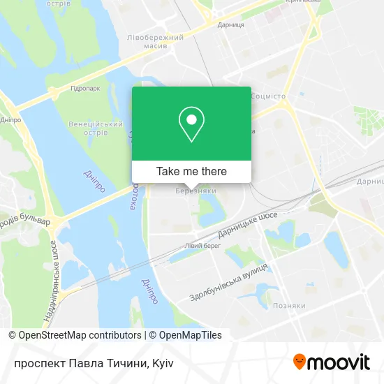 Карта проспект Павла Тичини