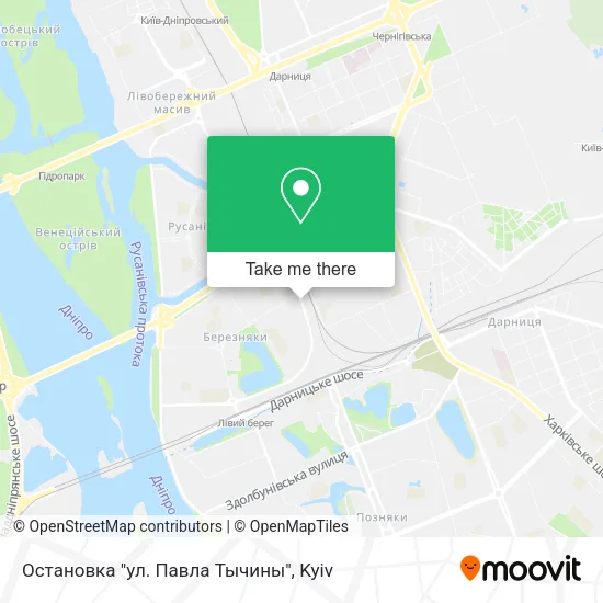 Карта Остановка "ул. Павла Тычины"