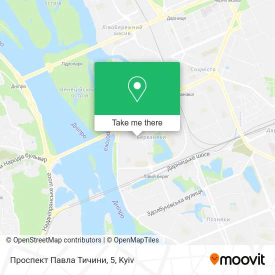 Карта Проспект Павла Тичини, 5