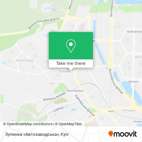Карта Зупинка «Автозаводська»