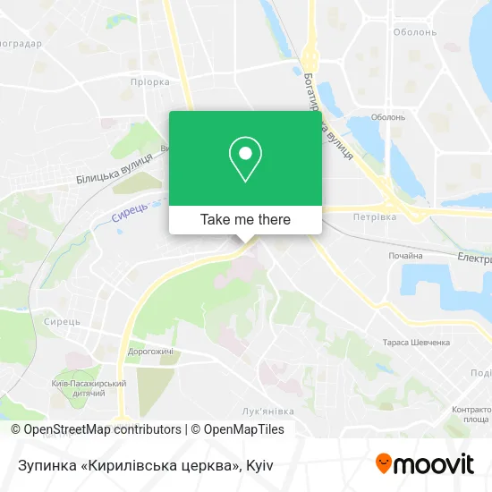 Карта Зупинка «Кирилівська церква»