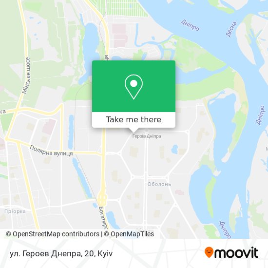 Карта ул. Героев Днепра,  20