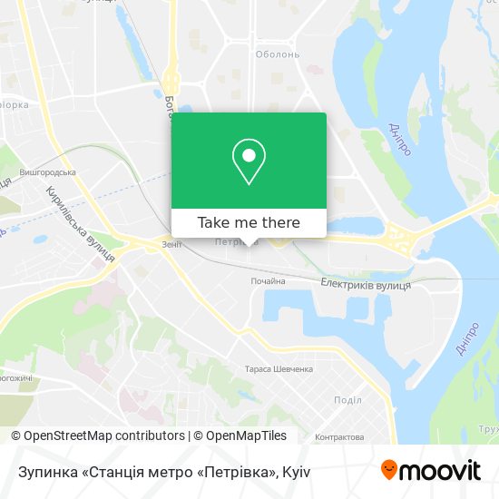 Карта Зупинка «Станція метро «Петрівка»