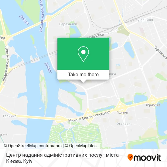 Карта Центр надання адміністративних послуг міста Києва