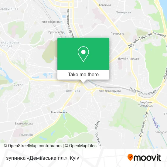 Карта зупинка «Деміївська пл.»