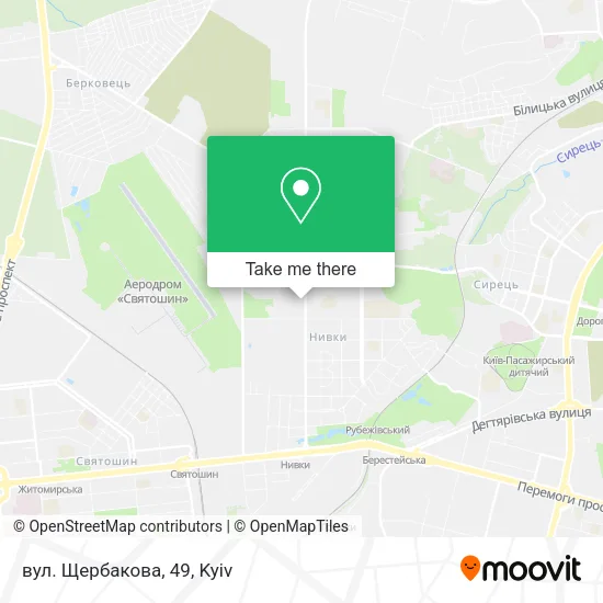 Карта вул. Щербакова, 49