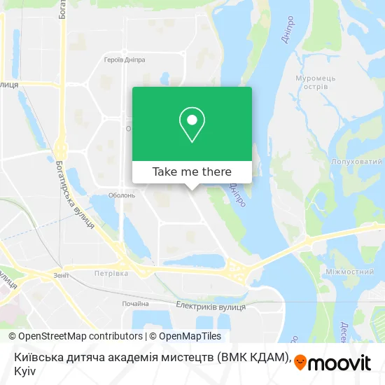 Карта Київська дитяча академія мистецтв (ВМК КДАМ)