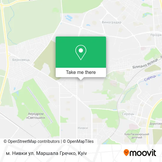 Карта м. Нивки ул. Маршала Гречко