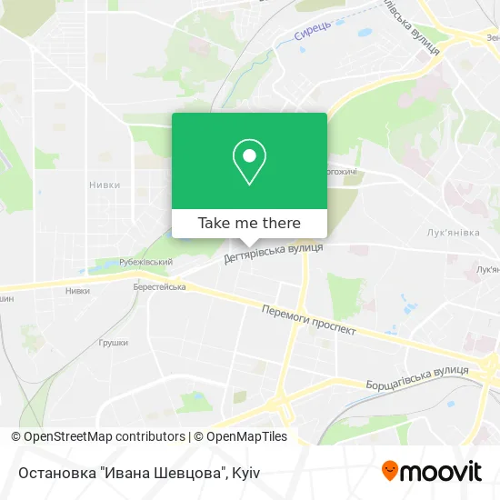 Карта Остановка "Ивана Шевцова"